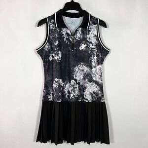 Famara Golf Dress Size Medium Black Orchid Tennis Active 1/4 Zip Pleated Neutral